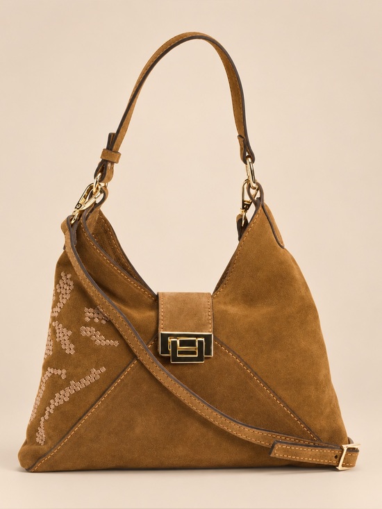 Divina Firenze Handbags - Divina Firenze Honey Suede Embroidered Mini Hobo Bag Made in Italy OS NWOT
